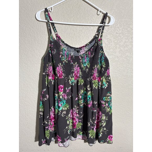 torrid Tops - Torrid Camisole Womens 16 Smocked Floral Print Empire Waist Camisole gray Size 2